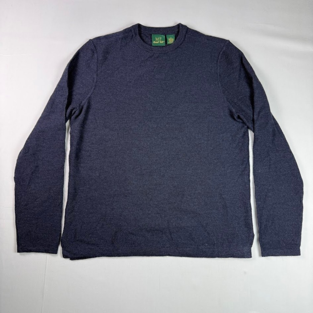 VTG Marshall Fields Mens Navy 100% Extra Fine Italian Merino Wool Sweater Small